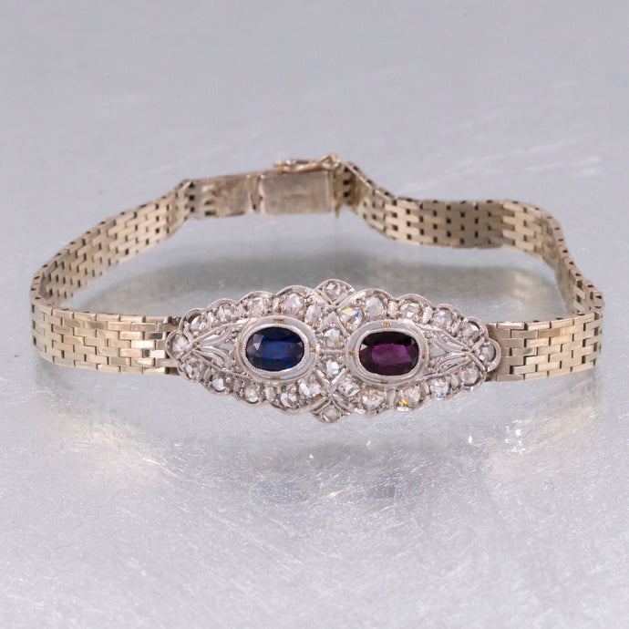 Antique Ruby & Sapphire Duet Bracelet