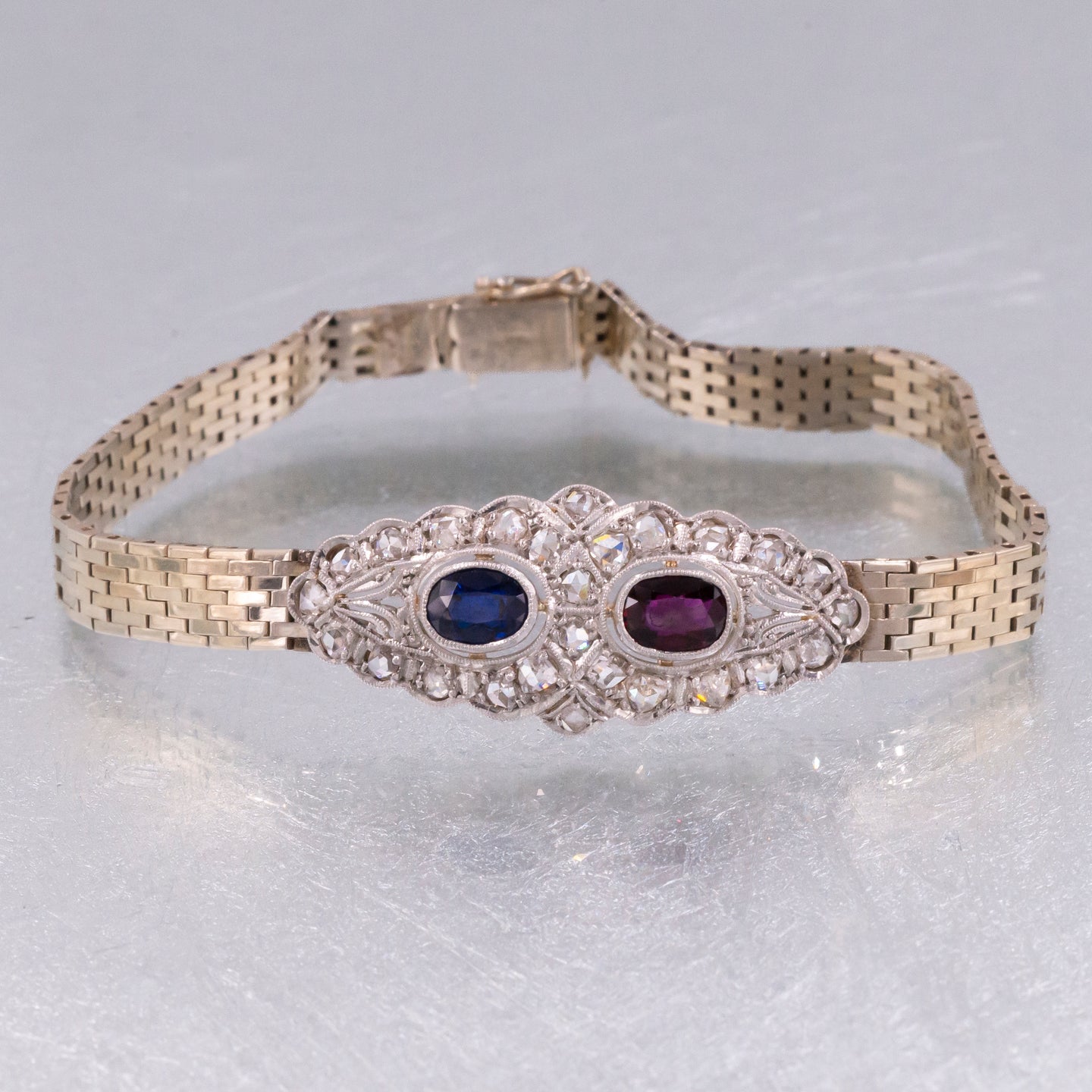Antique Ruby & Sapphire Duet Bracelet