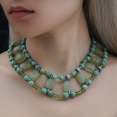 Turquoise & Prehnite Stephen Dweck Choker