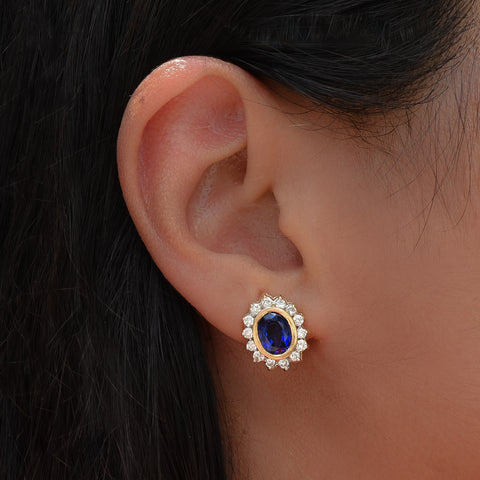 Sapphire & Diamond 'Diana' Earrings c1980