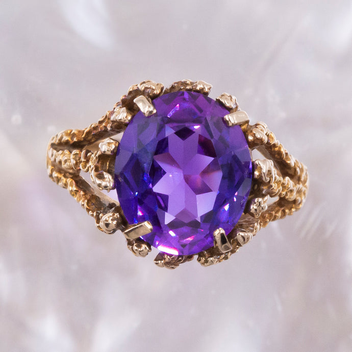 Brutalist Purple Sapphire Cocktail Ring c1970