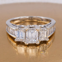 Emerald-Cut and Baguette-Cut Diamond Steps Ring c1990