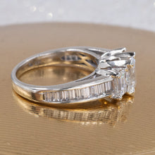 Emerald-Cut and Baguette-Cut Diamond Steps Ring c1990