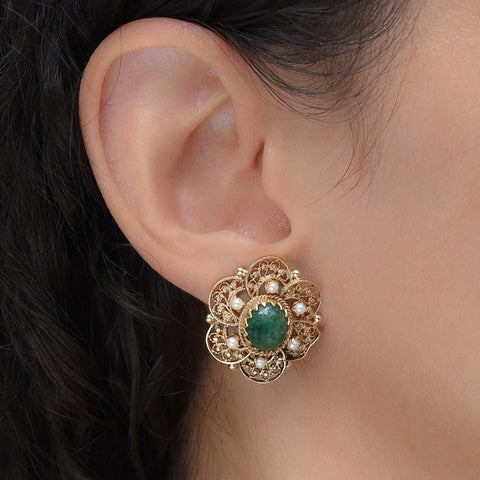 Jade & Pearl Earrings c1940