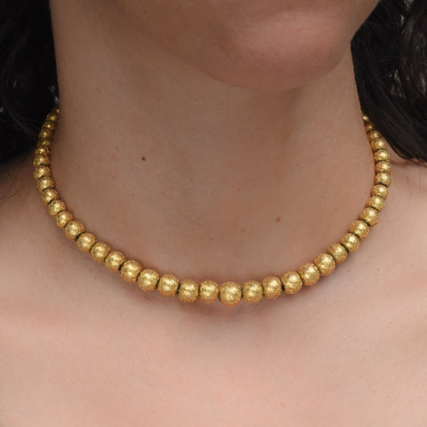 Victorian Textured Gold Bead Necklace