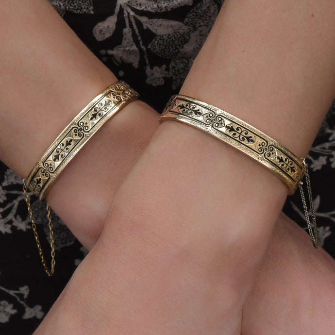 Pair of Victorian Taille d'Epargné Wedding Bracelets