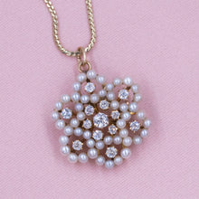 Pearl & Diamond Star-Flower Pin Pendant c1890
