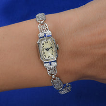 Art Deco Filigree Watch with Diamonds & Sapphires