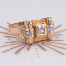 French Retro Diamond Tank Ring c1930