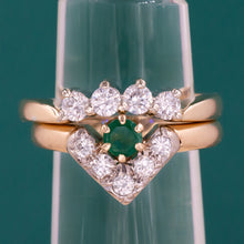 Emerald and Diamond Chevron Ring c1970