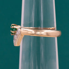 Emerald and Diamond Chevron Ring c1970