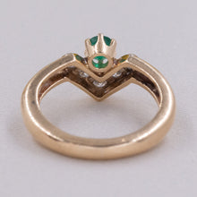 Emerald and Diamond Chevron Ring c1970