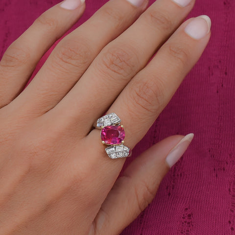 Untreated Burmese Ruby Ring c1920