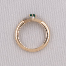 Emerald and Diamond Chevron Ring c1970
