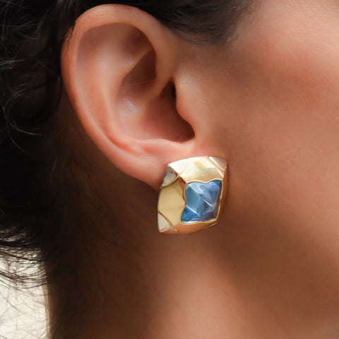 BVLGARI 'Pyramid' Earrings with Blue Topaz