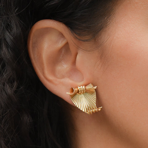 Raymond Yard Fluted Shield Earrings c1940