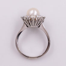 Diamond Haloed Pearl Ring c1950