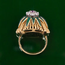 Ruby Diamond & Enamel Cocktail Ring c1960