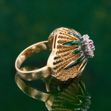 Ruby Diamond & Enamel Cocktail Ring c1960