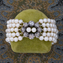 Pearl Bracelet with Rose Cut Diamond Clasp