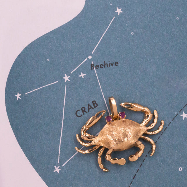 Crab Charm with Red Spinel Eyes