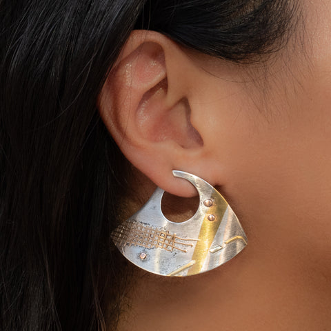 Enid Kaplan Fan-Shaped Earrings