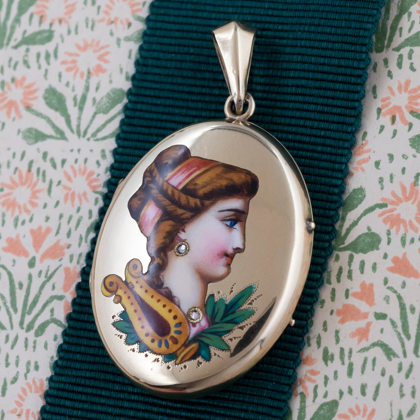 Etruscan Revival Handpainted Enamel Locket