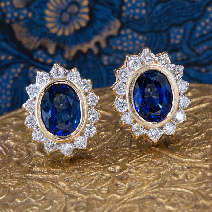Sapphire & Diamond 'Diana' Earrings c1980