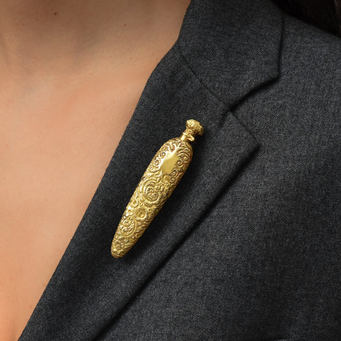 Gold Perfume Bottle Brooch c1860