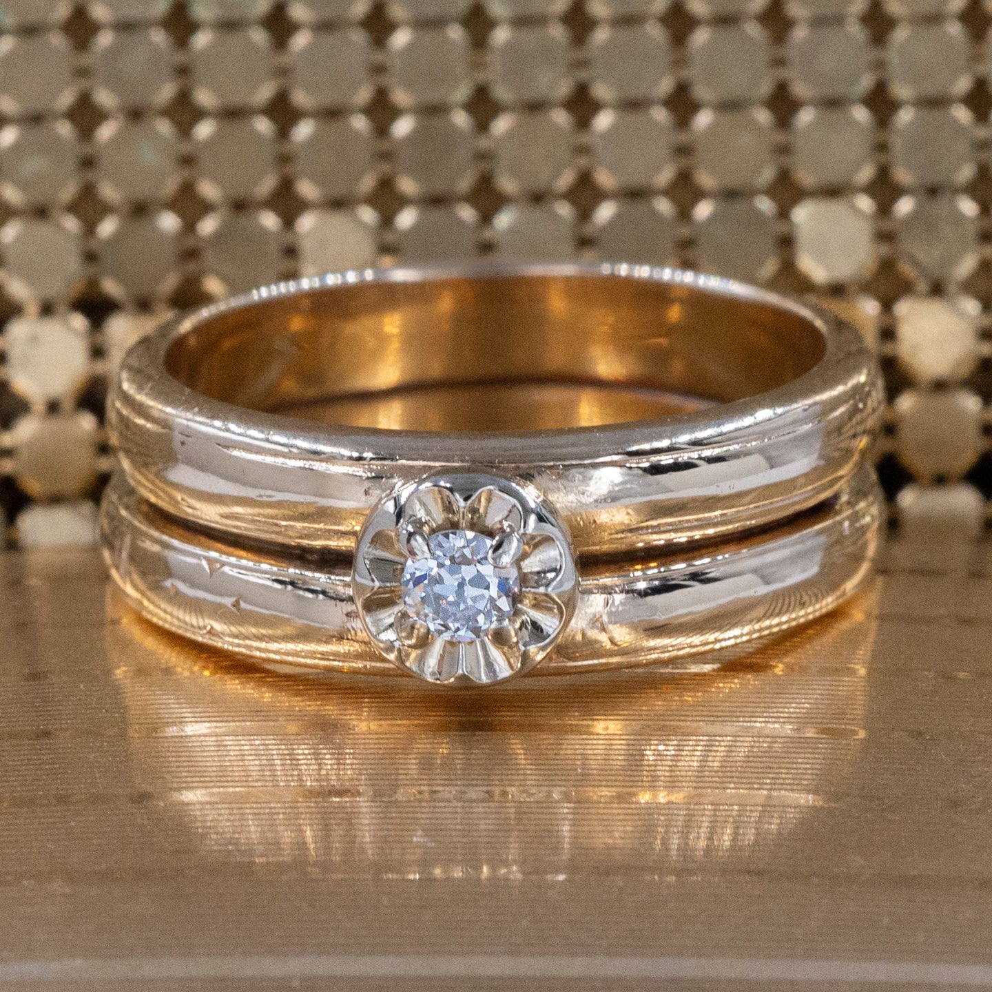 Double Band with Illusion-Set Diamond c1930