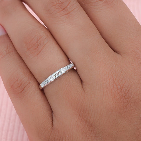Mixed-Cut Baguette Diamond Band c1950