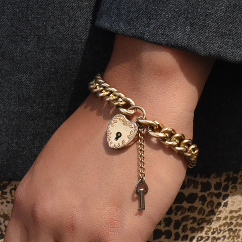 Victorian Heart Lock Bracelet c1890