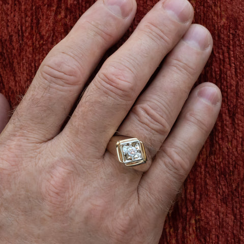 Gent's Diamond Rhombus Ring c1960