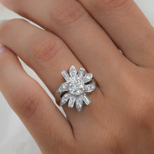 Diamond Cocktail Flower Ring c1950