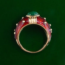 Hidalgo Emerald & Guilloché Enamel Bombé Band