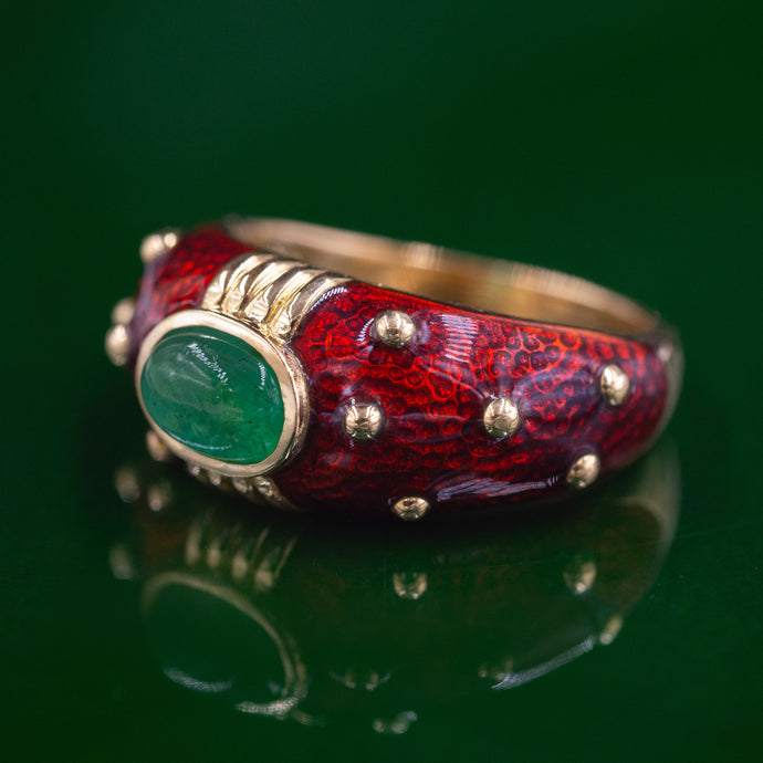 Hidalgo Emerald & Guilloché Enamel Bombé Band