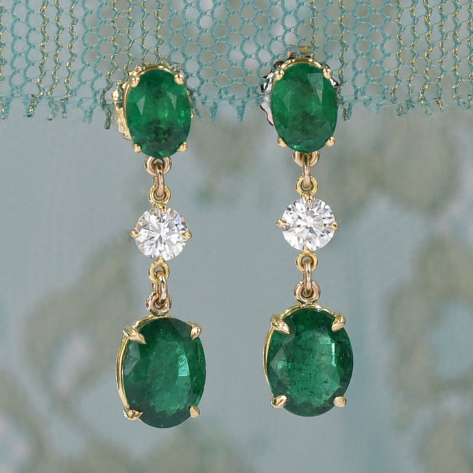 Emerald & Diamond Drop Earrings