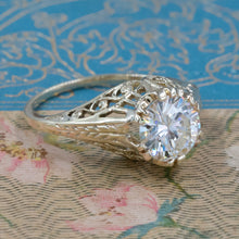 Antique Diamond Gold Filigree Solitaire c1930