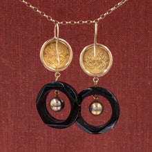 Victorian Jet Drop Hoop Earrings c1870