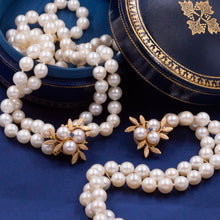 Double-Strand Pearl Bracelet with Gold Bouquet Clasp c1980