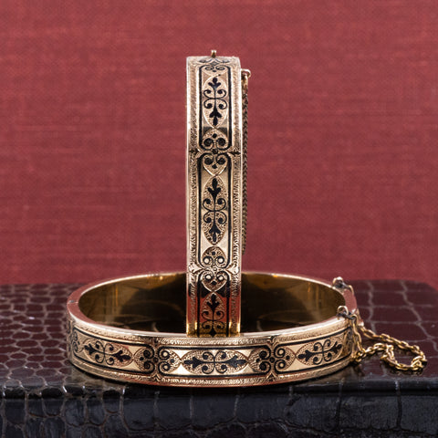 Pair of Victorian Taille d'Epargné Wedding Bracelets
