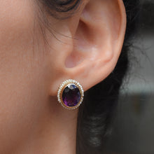 Antique Rutilated Amethyst & Pearl Earrings