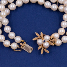 Double-Strand Pearl Bracelet with Gold Bouquet Clasp c1980