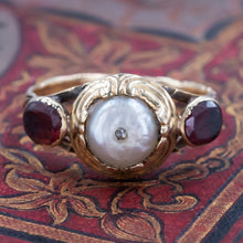 Georgian Natural Pearl & Garnet Ring
