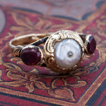 Georgian Natural Pearl & Garnet Ring