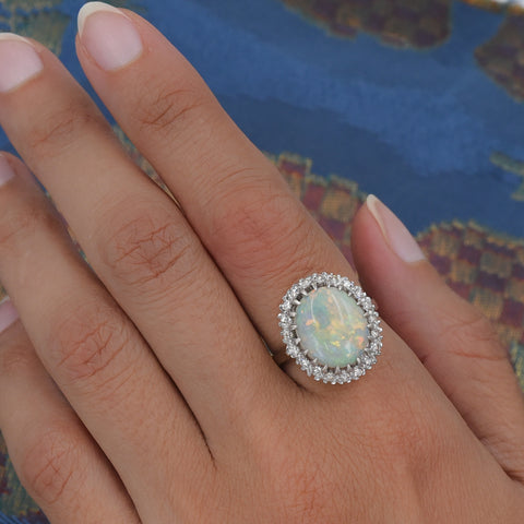 Opal & Diamond Cocktail Ring c1950