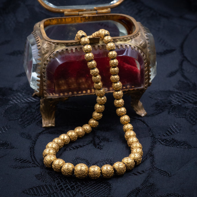 Victorian Textured Gold Bead Necklace