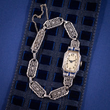 Art Deco Filigree Watch with Diamonds & Sapphires