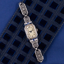 Art Deco Filigree Watch with Diamonds & Sapphires