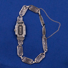Art Deco Filigree Watch with Diamonds & Sapphires